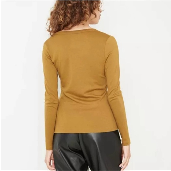 🦋🌙 NWT A NEW DAY |Green-Brown Long Sleeve V-Neck - Picture 2 of 8